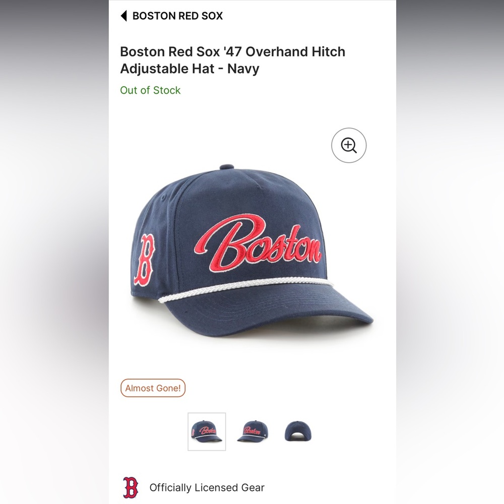 ‘47 MVP DP Boston Red Sox adjustable snapback hat NWT
